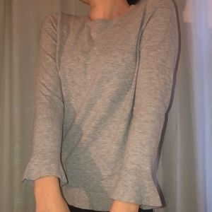 Talbots grey ruffle sleeve sweater